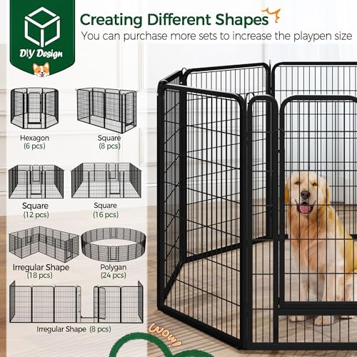 Yaheetech Dog Playpen Outdoor 40 Inch 8 Panels Metal Pet Fence I4784