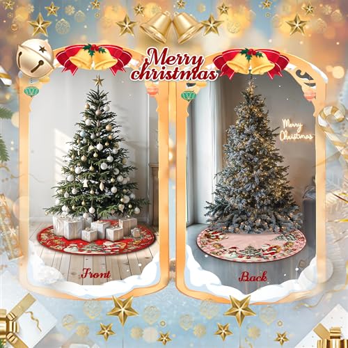Christmas Tree Skirt 36 Inch with Snowman Reindeer Santa Snowflake L183244