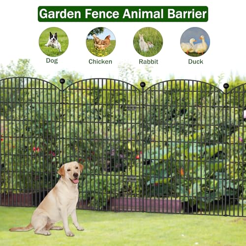 10 Panels No Dig Decorative Garden Fence, Rustproof Metal Dog Fence for Yard U518