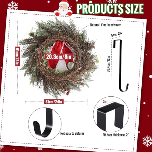 24 Inch Christmas Wreath with Red Ribbon and Pine Cones for Front Door D30392