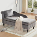 59" Modern Velvet Chaise Lounge Indoor,Upholstered Lounge Chair with Left Armrest and Lumbar Pillow, Tufted Storage Lounge Sofa for Living Room Decorative Bedroom Office,Mini Bench Sofas (Dark Gray)