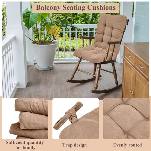 Juexica 4 Sets Outdoor Patio Chair Cushions High Back Tufted Beige D1688