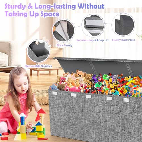 Extra Large Collapsible Toy Box with Lids, Gray P45959