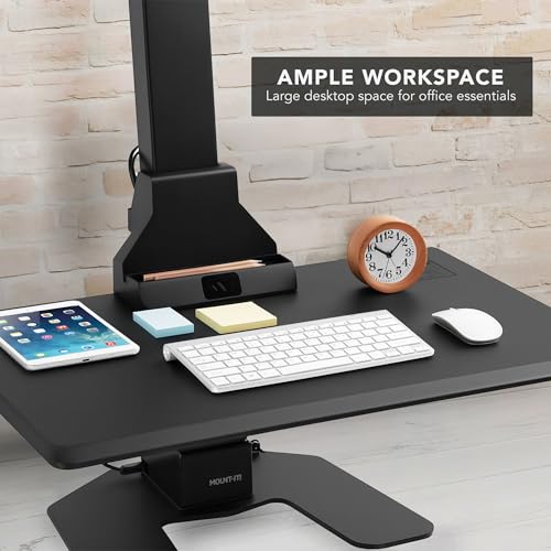 Mount-It! Electric Standing Desk Converter - Motorized Sit-Stand Desk Riser with Monitor Mount, 32" V46023