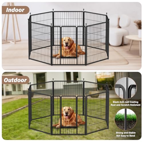 HealSmart Dog Playpen Indoor 32" Height 8 Panels for Small/Medium Dogs, Black J454