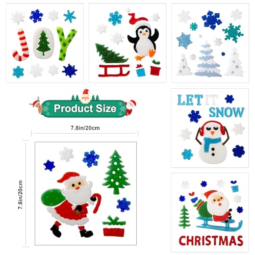 Christmas Window Clings Gel Snowflake Snowman 6-Piece Set F295752