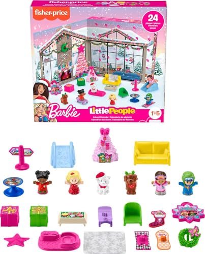 Fisher-Price Little People Barbie Advent Calendar Playset, 24 Christmas Pieces U781426