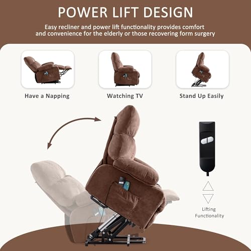 Power Lift Recliner Chair for Elderly with Massage and USB Charge Port, Grey I257243