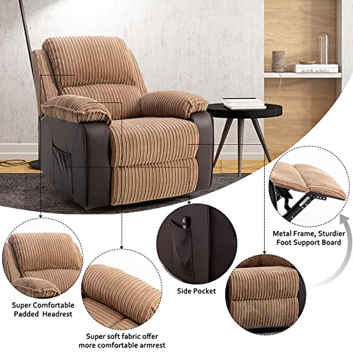 CALABASH Power Recliner Chair for Adults, Adjustable Flannel Fabric, Brown U474