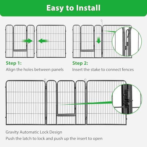 LEMY 16 Panels 32 in Metal Pet Playpen with Door, Black N86004