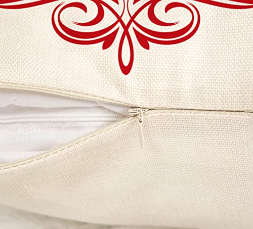 Farmhouse Christmas Pillow Covers 18x18 Set of 4 Red White Rustic Cushion Cases D219