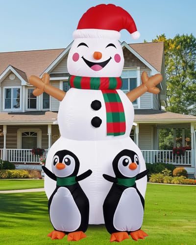 Christmas Inflatable Snowman with Penguin Yard Decoration with LED Lights K4000
