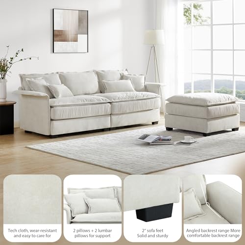 PURLOVE Convertible Sectional Sofa Couch with Ottoman, Dark Grey A15215
