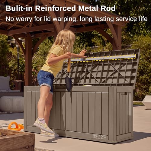 EAST OAK 60 Gallon Waterproof Outdoor Storage Box, Grey A4870