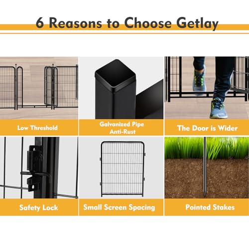 Tall Garden Fence 32in 8 Panels Metal Dog Pen Outdoor for Yard G496561