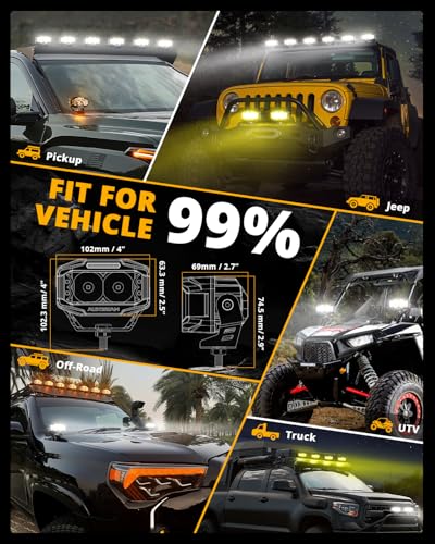 Auxbeam V-MAX Series 72W LED Pod Driving Lights with Amber DRL M188641