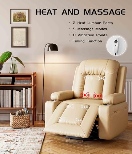 GarveeHome Power Lift Recliner Chair with Heat and Massage, Faux PU, for Elderly I162