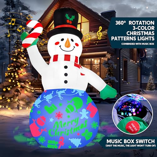 Joiedomi 6 FT Tall Christmas Inflatables Snowman with Built-in LEDs U780