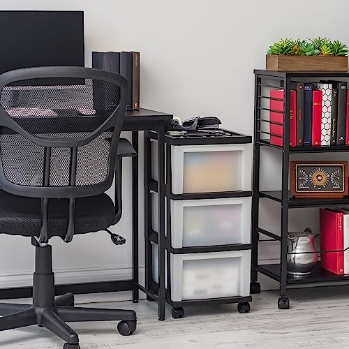 IRIS USA 4-Drawer Plastic Rolling Storage Cart with Wheels, Black/Pearl E270856
