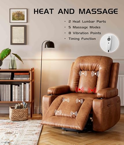 GarveeHome Power Lift Recliner Chair with Heat and Massage, Faux PU, for Elderly I162