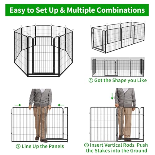 Dog Playpen Outdoor Extra Wide 12 Panels Heavy Duty 40" Height with Doors Portable G77703