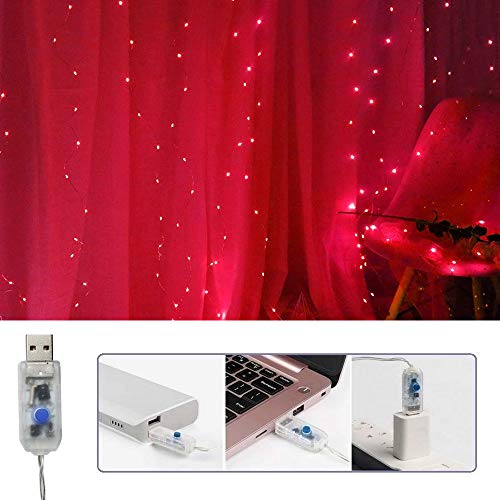 300 LED Curtain Christmas String Lights with Remote Control USB Power for Bedroom Home Decor K9828