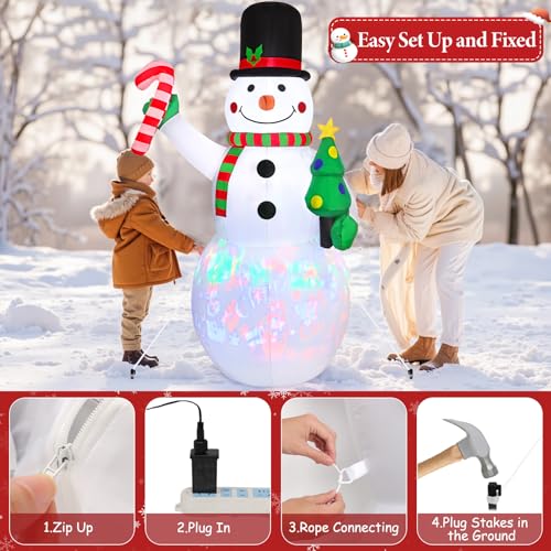 LOMOHOO 7FT Christmas Inflatable Snowman with LED Lights X50095