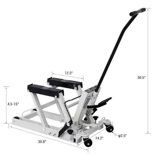 Hydraulic Motorcycle Lift Jack 1500 LBS, Foot-Operated Scissor Lift Table, Red H6166