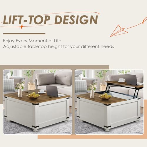 Farmhouse Lift Top Coffee Table with Hidden Storage, Black X163414