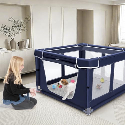 Puppy Playpen Indoor for Small Pets, 42x42x25 Inch with Gate U1971