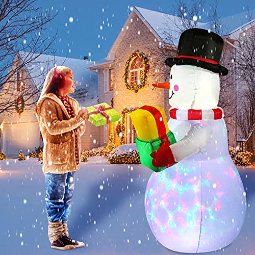5ft Inflatable Snowman with Rotating LED Lights for Christmas Outdoor Decor S354