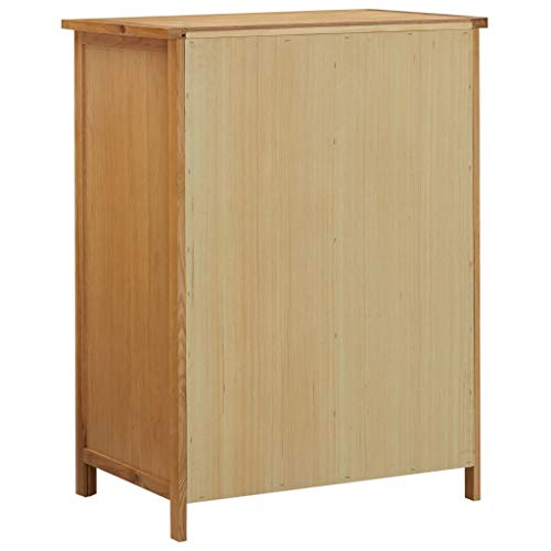Solid Oak Wood Wardrobe with Hanging Rail and Drawers N32694