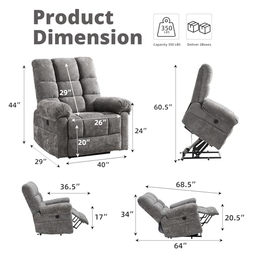 Oversized Power Lift Recliner Chair for Elderly with Massage and Heat T36815