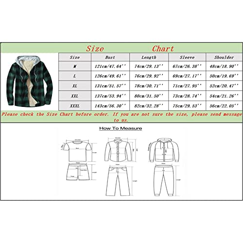 Men's Fleece Lined Flannel Plaid Shirt Jacket with Hood Q56934