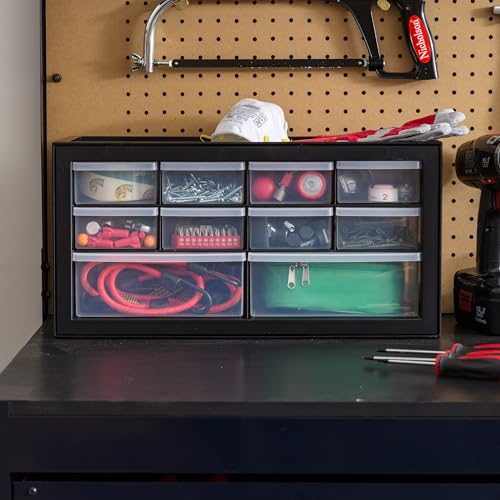 IRIS USA Plastic Drawer Storage Organizer, 24-Drawer Cabinet for Crafts Hardware Tools - Black I685821