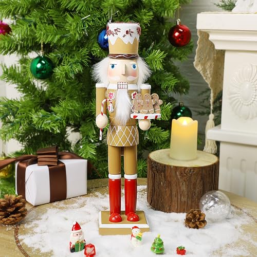 Joliyoou Christmas Nutcracker Figures 14 Inch Wooden Santa in Hawaii Decor C87534