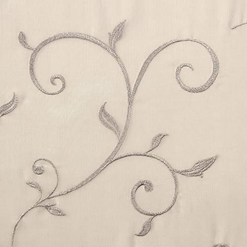 Chanasya Premium Embroidered Swirl Vine Sheer Curtains 52" x 108" Navy Blue 2 Panels A138