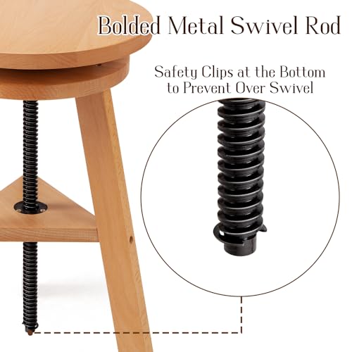 Height Adjustable Solid Beech Wood Artist Stool, Swivel Drafting Stool for Studio T51822