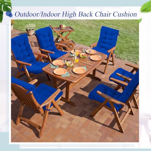 Juexica 4 Sets Outdoor Patio Chair Cushions High Back Tufted Beige D1688