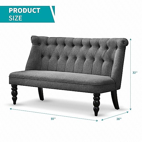 BALUS Upholstered Armless Loveseat, 2 Seater Linen Fabric Sofa L22514