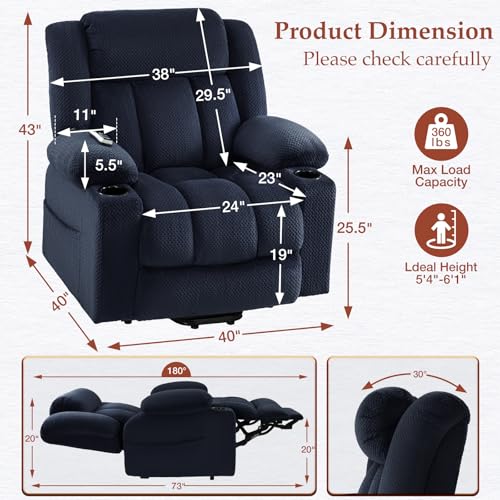 Power Lift Recliner Chair for Elderly with Heat and Massage, Grey R7895