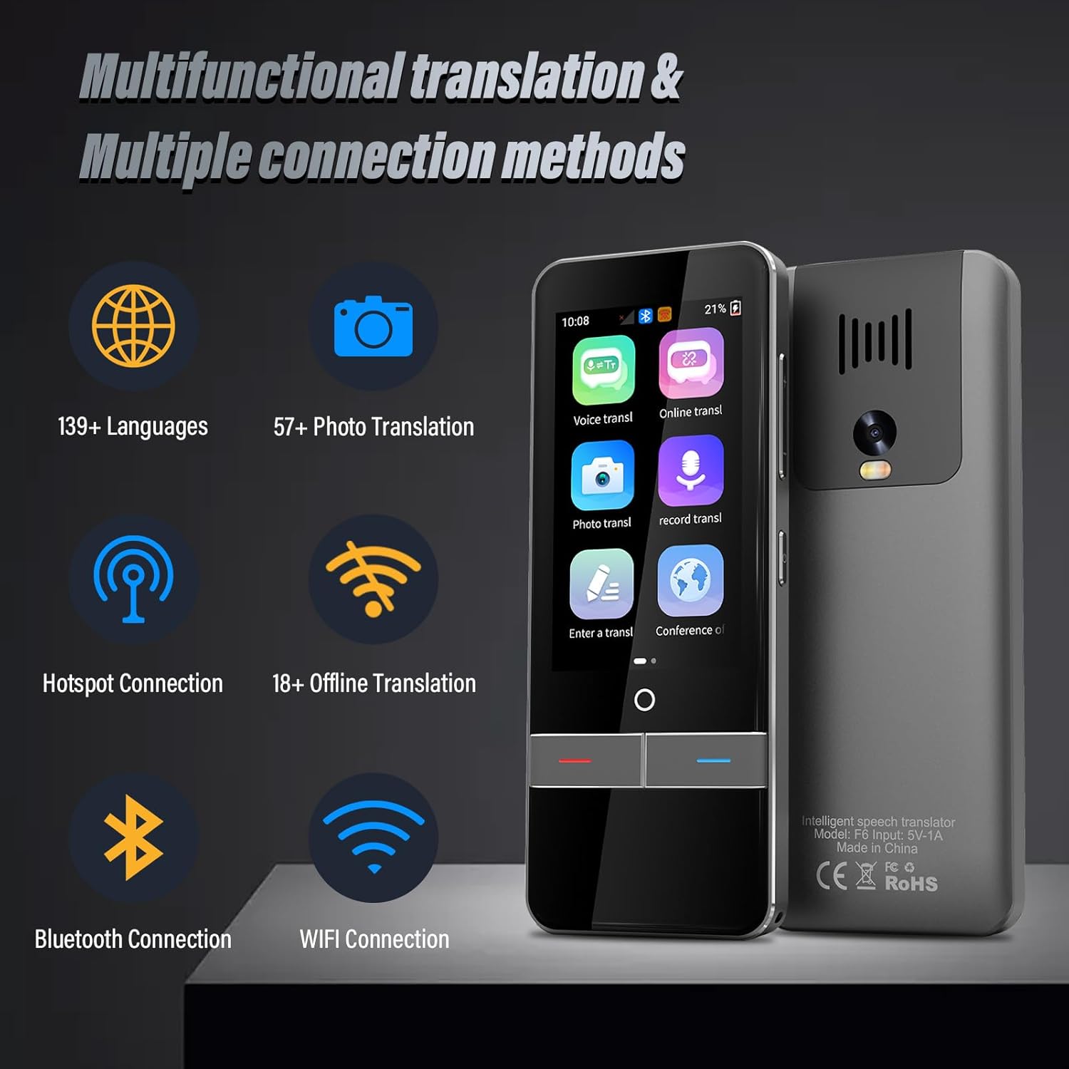 Portable Language Translator Device, 139 Languages Two-Way Instant Translation V324