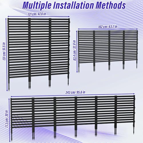 Black Fence Privacy Screen Panels 12 Pack Plastic No Dig G990