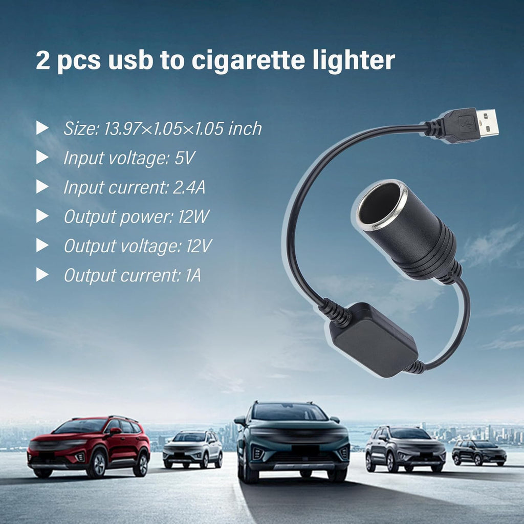 USB to Cigarette Lighter Adapter 12V for Car, Dash Camera, GPS U97148