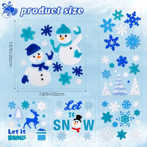 Christmas Window Clings Gel Snowflake Snowman 6-Piece Set F295752