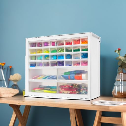 IRIS USA Plastic Drawer Storage Organizer, 24-Drawer Cabinet, White L6685