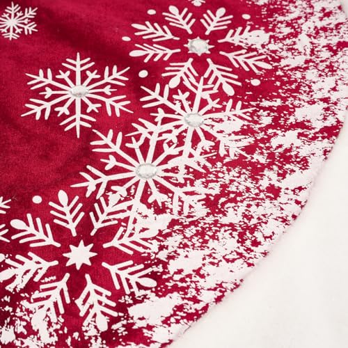 GMOEGEFT Christmas Tree Skirt 48 Inches Red Velvet K716366