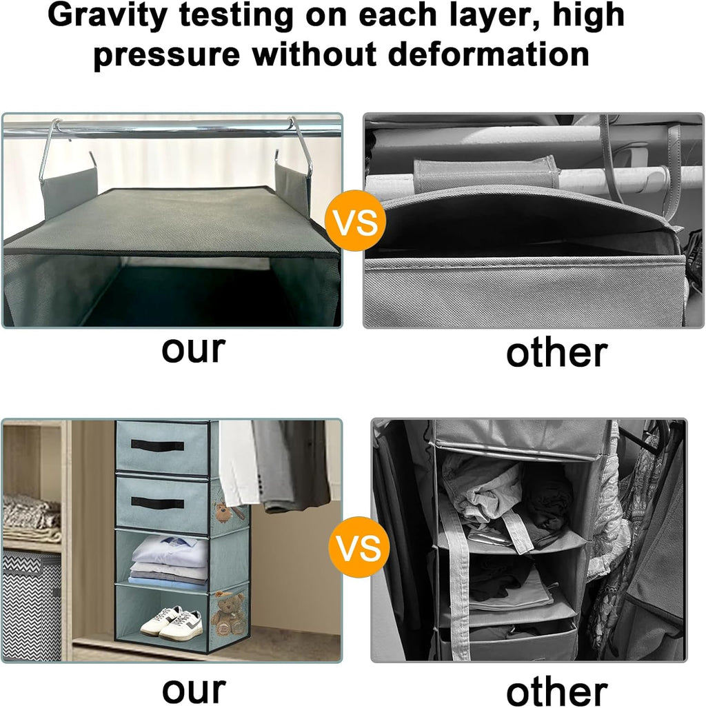 VERONLY Hanging Closet Organizer 7 Shelves with 5 Drawers, Grey R734