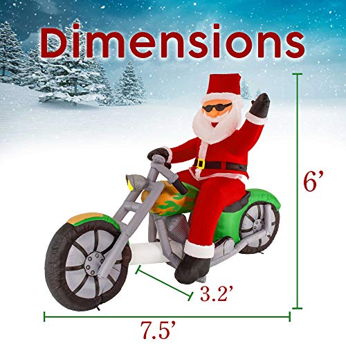 Inflatable Santa on Motorcycle Christmas Decoration 7.5FT LED Lighted L8441
