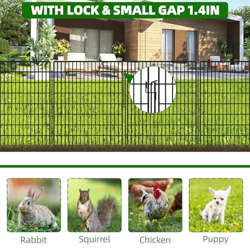 10 Panels Garden Fencing Animal Barrier, 33in x 24ft Rustproof Dog Fence W482439